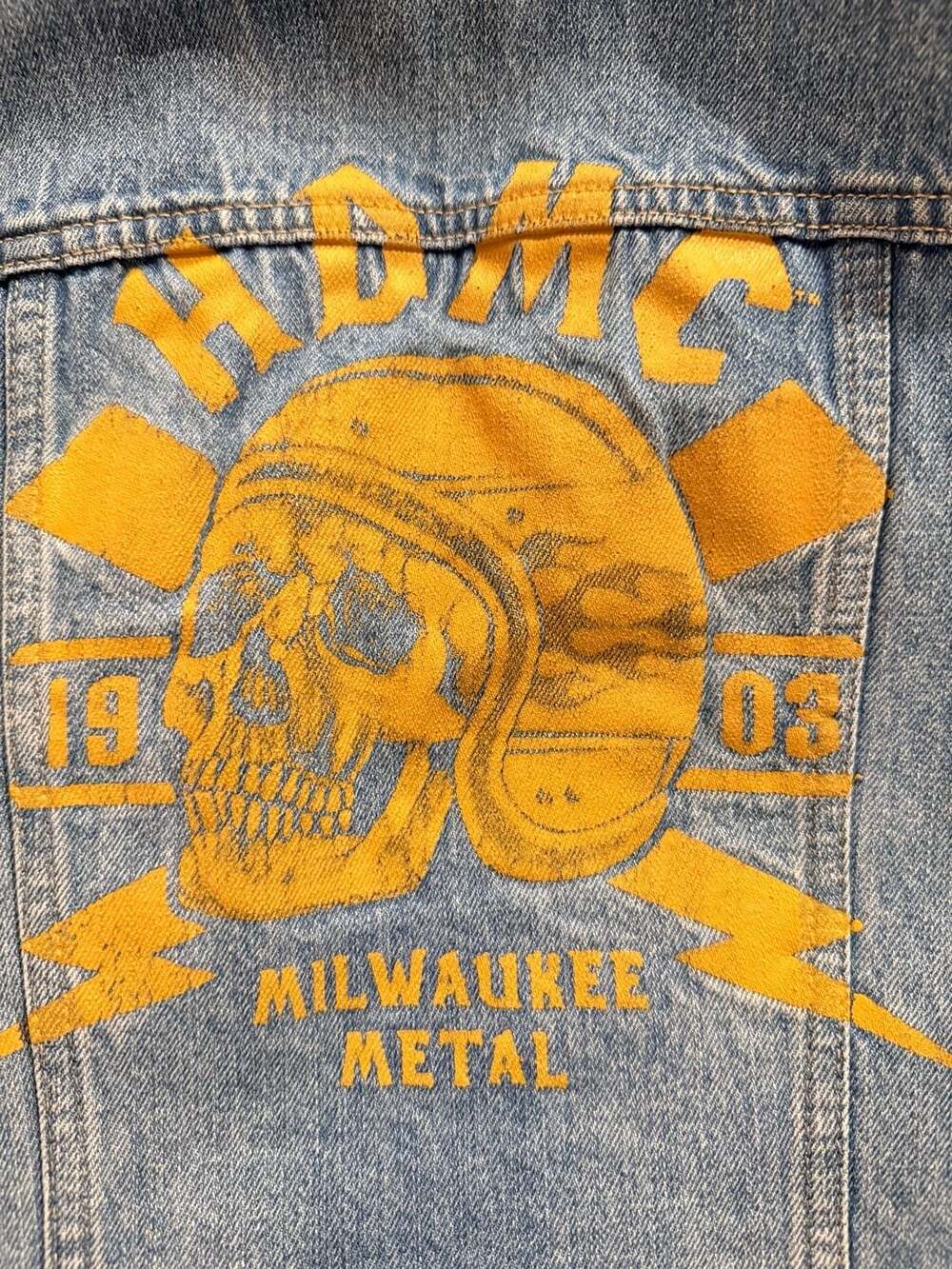 Harley-Davidson HDMC Milwaukee Metal Skull Graphics Denim Vest - Picture 5 of 7
